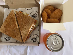 Chicken Club Sandwich + In House Chips Box + Lemon Iced Tea