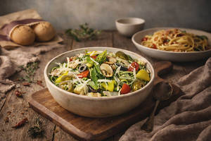 Hand Crushed Garlic Pesto Spaghetti