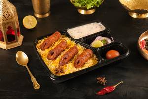 Chicken Seekh Kebab Biryani Thali