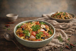 Sundried Tomato Chipotle Olive Spaghetti