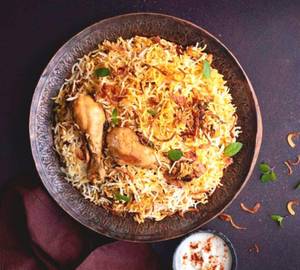 Hyderabadi Chicken Dum Biryani with Raita