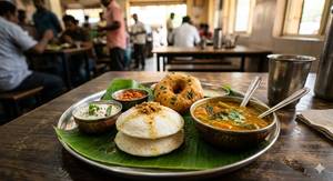 Idli [3 pieces] with  vada [1 piece]
