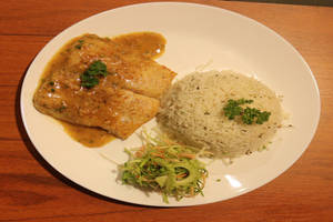 Lemon Butter Garlic Fish With Herbed Rice
