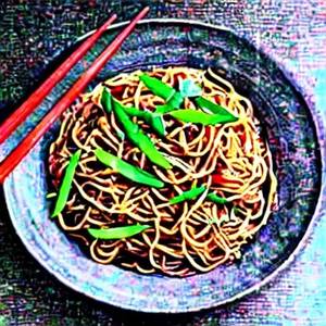Chilli garlic mushroom noodles