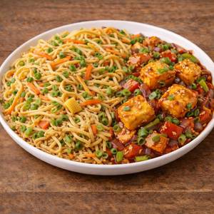 Veg Chowmein [h] + Paneer Chilly [3pc]