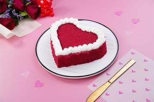 Heart-shaped Red Velvet Cake (500gm) (Eggless)