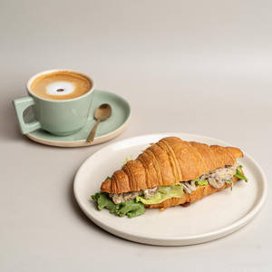 Creamy Mushroom Croissant + Flat White