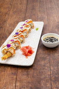 Lwc Special Prawn Tempura With Melted Cream Cheese Sushi