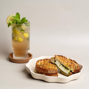 Thecha Cottage Cheese Sourdough + Mint Mojito