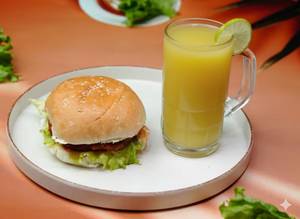 Chicken Cheese Burger + Mango Lime Juice