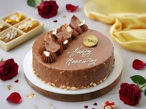 Rose Day Special Rich Hazelnut Rocher Cake (1/2 Kg)