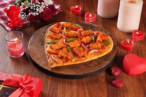 Heart Shape Dragonfire Paneer Pizza