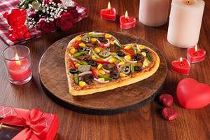 Heart Shape Veg Overloaded Pizza