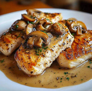 Baked Indian See Bass With Shitake Mushroom In Yellow Mustard Sauce