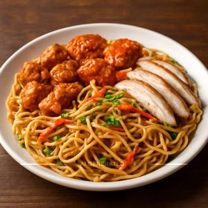 Triple chicken noodles