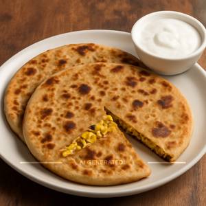 Paneer Paratha With Curd