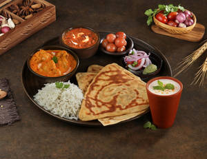 Makhani Chicken Thali Meal + Masala Chaas