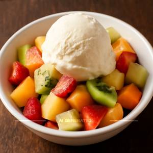 Fruit Salad with Vanilla Ice Cream