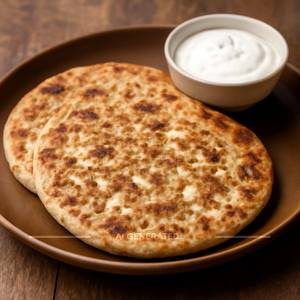Paneer Paratha With Curd