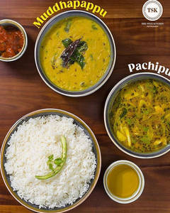 Muddha Pappu & Pacchi Pulusu With White Rice
