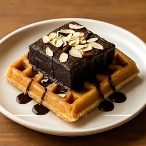 Brownie With Almonds Waffle