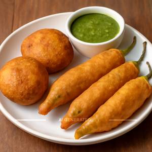 2 Aloo Bajji & 3 Mirchi Bajji