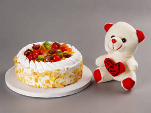 Fresh Fruit Cake & Teddy