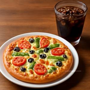 Veg singles pizza+cold drink