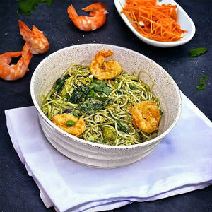 Prawns Spicy Basil Noodles