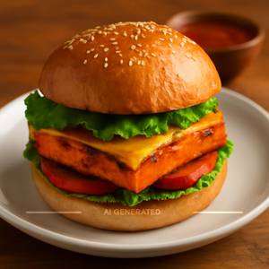 Paneer tandoori cheese burger
