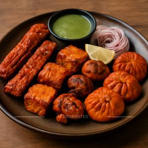 Chaap,Paneer, Mashroom, Tandoori Momos.( Tandoori platter)