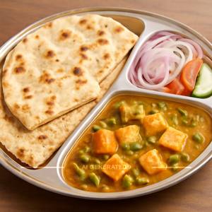 Matar Paneer + Choice of Breads + Salad