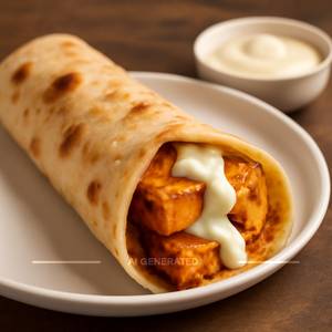 "Paneer tikka Roll with mayonnaise"