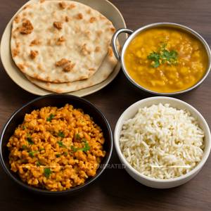 Paneer Bhurji + Dal Fry + Jeera Rice + 2 plain naan