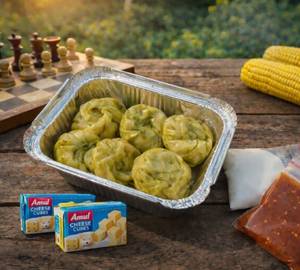 Cheese Corn Steamed Momos [6 Pieces]
