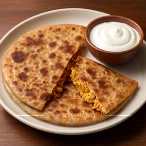Paneer Paratha With Curd