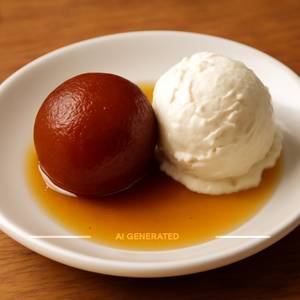 Gulab Jamun With Vanilla Ice Cream