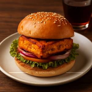 Paneer tiki burger