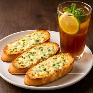 Cheese Garlic Bread + Lemon Mint Ice Tea
