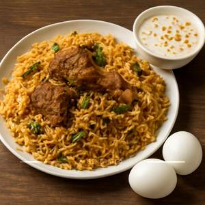 1 Mutton Biryani & 1 bundi raita & 2 Boiled eggs                                                                          
