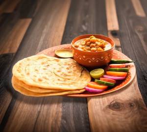 2 Lachha Paratha With Chole And Buttermilk