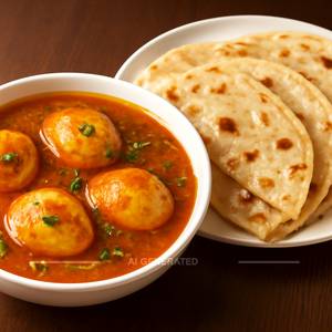 Egg curry with roti