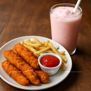 Chicken Fingers + Strawberry Shake