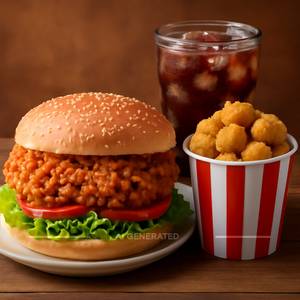 Chicken Zinger Burger + Popcorn + Soft Drink