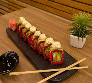 Red Dragon Asparagus Red Rice Sushi Roll