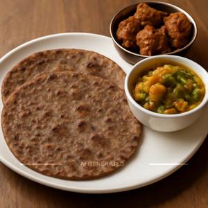 2 Kuttu Ka Paratha With Sbji+ Kuttu Ke Pakore             