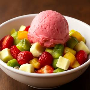 Fruit Salad With Strawberry Ice Cream