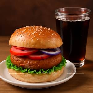 Veg burger with cold drink