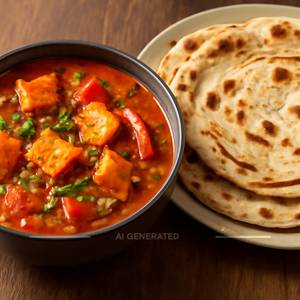 Kadai Paneer With 3 Tandoori Butter Roti