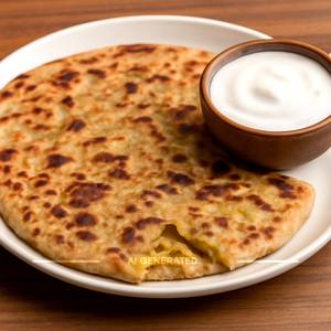 Aloo Paratha With Curd
